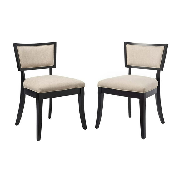 Modway Pristine Solid Wood and Fabric Dining Chairs in Beige (Set of 2)
