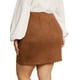 thumbnail image 3 of Falda de mujer de talla grande Agnes Orinda de ante sintético de cintura alta, faldas mini ajustadas 2X marrón, 3 of 6