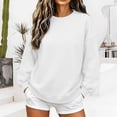 thumbnail image 2 of Women's Drop Shoulder Sweatshirt Solid Color Trendy Crew Neck with Ribbed Back Cross Detail Loose Fit for School Work & Weekend, 2 of 6