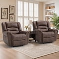 thumbnail image 5 of Bonzy Home Electric Power Recliner Chair Set of 2, Modern Reclining Chair with Rivet Trim & USB Port, Classic Single Sofa Home Theater Recliner Seating, Brown, 5 of 7