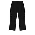 thumbnail image 6 of Likimi Kids Boys Cargo Pants Fashionable Drawstring Straight Wide Leg Loose Fit Solid Color Long Sweatpants Joggers With Pocket Size 5-6 Years Black, 6 of 8