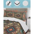 thumbnail image 4 of Vintage Southwest Full Size Down Alternative Comforter, Lightweight Comforter Quilt Bedding Set with Pillow Shams Ethnic Modern Geometric All Seasons Bed Comforter Duvet Insert 78"x90", 4 of 7