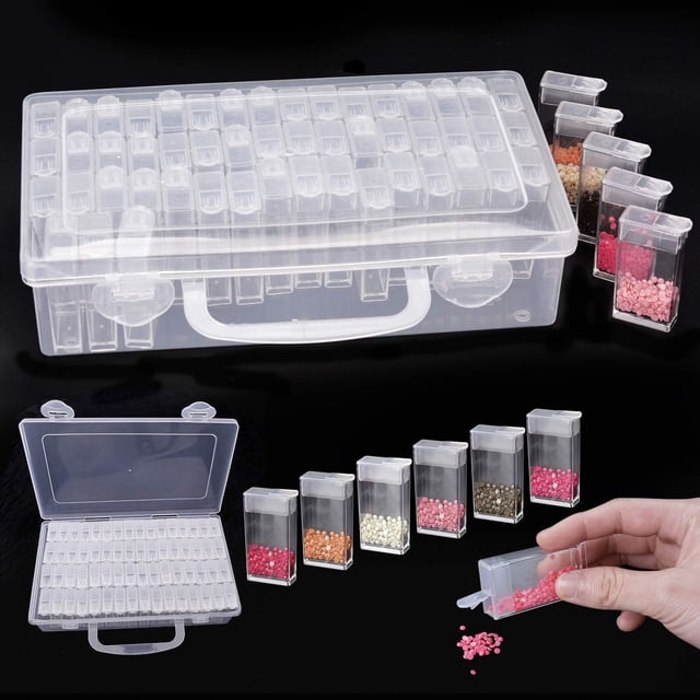 Organizador de accesorios para pintura de diamantes, almacenamiento de manualidades con ranuras independientes para almacenamiento multiusos, organizador de plástico con divisores ajustables y PP de