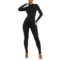 thumbnail image 3 of Combinaisons jovatis pour Femmes Chic 2024 Mode Femmes Décontracté Col Rond Uni Manches Longues Chemise Combinaison Courte, 3 of 8