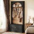 thumbnail image 6 of Fnova 70.87" Hall Tree with Storage Bench, 4-in-1 Design Bench with Coat Rack, Farmhouse Closet Organizer with 5 Hooks and Adjustable Shelves, Black, 6 of 10