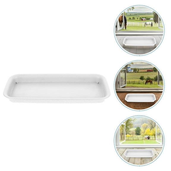 TABLZONE 2Pcs White Potting Trays for Indoor Plants Water Collection Tray with Sturdy Resin