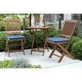 thumbnail image 6 of Outdoor Interiors Eucalyptus Wood 3-Piece Square Foldable Bistro Outdoor Furniture Patio Set, Table and 2 Chairs with Cushions, Blue, 6 of 6