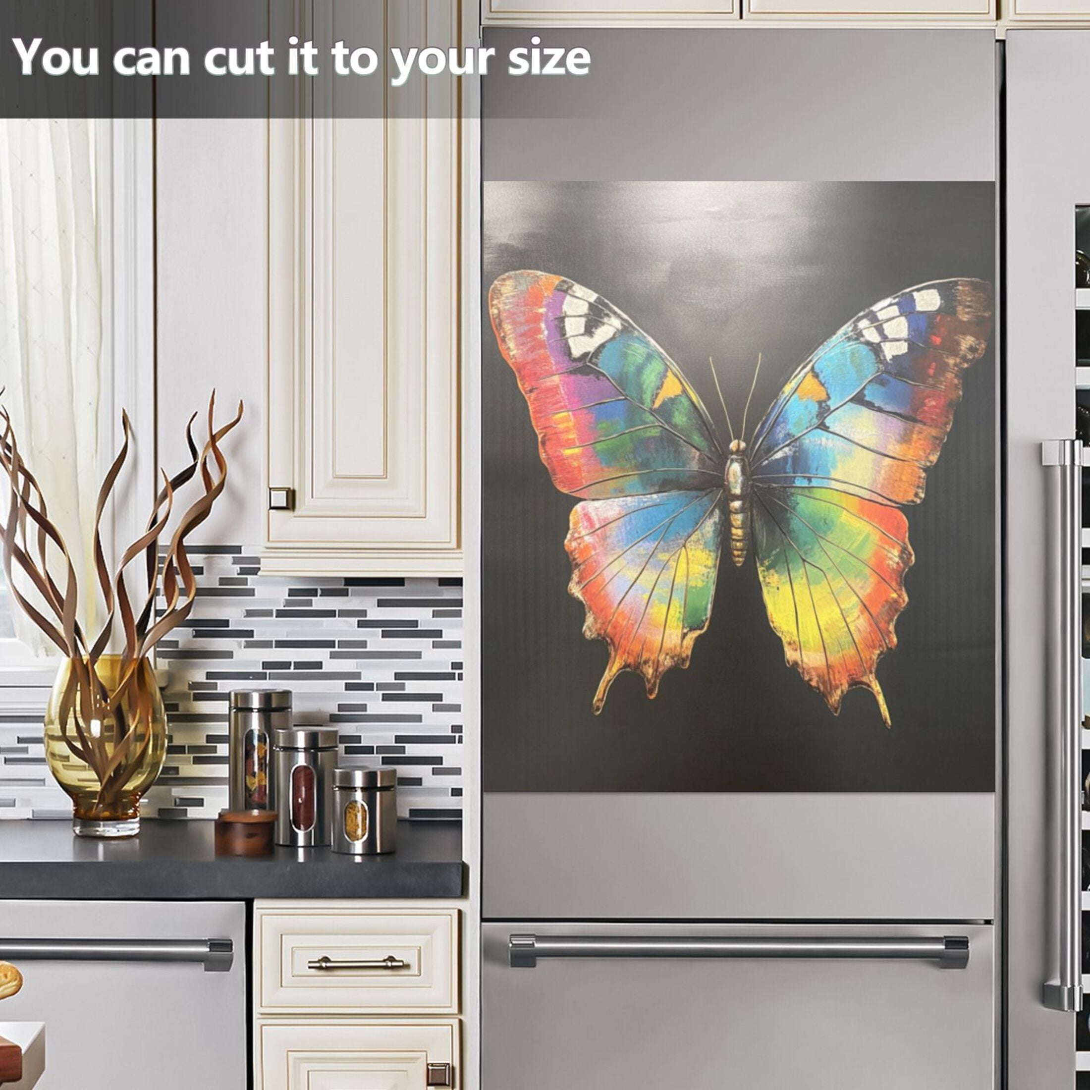 Dishwasher Magnetic Sticker 23x26 Inch Refrigerator Magnetic Sticker Washing Machine Magnetic Sticker Kitchen Panel Magnetic Sticker Home Decor Big Butterfly Picture