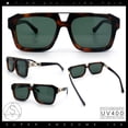thumbnail image 2 of Mens Euro Mafia Mob Thick Bevel Frame Rectangle Racer Sunglasses [Tortoise Gold - Green], 2 of 8