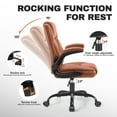 thumbnail image 6 of COOLHUT Office Chair, Executive Leather Chair Home Office Desk Chairs, Computer Chair with Adjustable Flip-up Padded Arms, Lumbar Support Swivel Desk Chair with Adjustable Hight and Tilt, Brown, 6 of 11