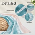 thumbnail image 6 of Aqua Coastal Beach Throw Pillow Cover, Pillowcase Protectors with Zipper, Breathable Decorative Lumbar Pillow Case Cover, Modern Oil Painting Nautical Pillow Shams for Couch Sofa 12x20Inch, 6 of 8
