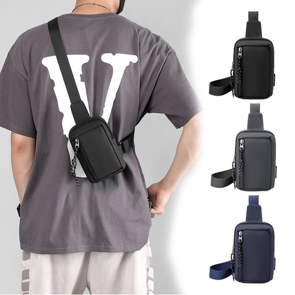 breaise Men's Leather Chest Bag Small Shoulder Backpack Water-Repellent Travel Backpack Crossbody Chest Bag Small Travel Backpack