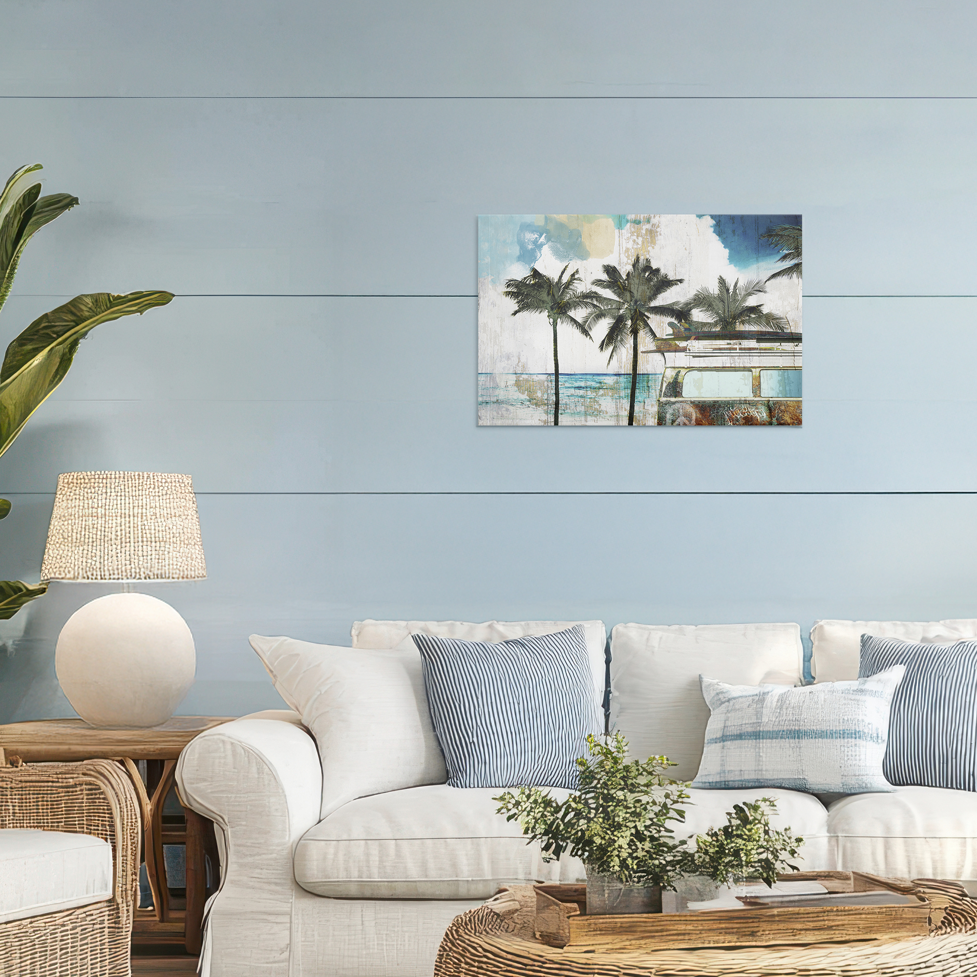 Beach Day Retro Vacation Canvas Wall Art, design by Sasha
