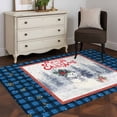 thumbnail image 3 of 4'x6' Area Rugs, Blue Plaid Christmas Snowman Indoor Outdoor Area Rug for Living Room Bedroom, Xmas Winter Snowflake Washable Bathroom Rugs Kitchen Floor Carpet Mats Home Decor Aesthetic, 3 of 8