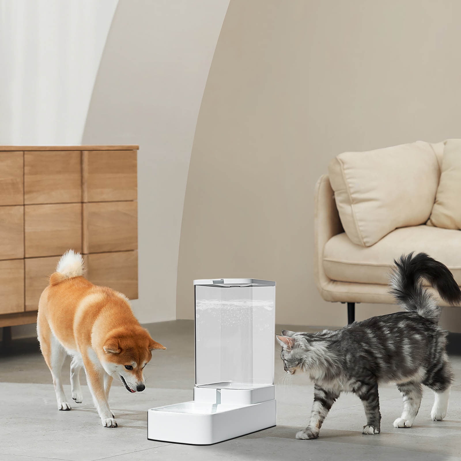 HOZVOMI Automatic Cat Feeder & Dog Water Dispenser, Programmable Timed Feeding Station with Dry Food Storage and Automatic Water Refill System