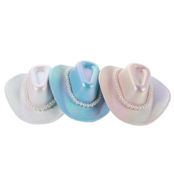 OFFIGAM 3Pcs Cowgirl Party Hats Assorted Color Western Style Plastic Party Decoration for Women Girls