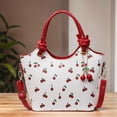 thumbnail image 5 of HUISZJ Shoulder Bag Cherry Printed, PU Leather Crossbody Bag, Adjustable Removable Strap Trendy Top-handle Bag for Travel Commute Work (Red), 5 of 10