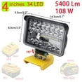 thumbnail image 4 of AMERTEER Wireless LED Work Light 204W 8600 LM with 130° Pivoting Head Compatible with XR 18V 20V Flex Volt 20V 60V Lithium Battery Comping Torch Light, 4 of 4