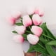 thumbnail image 1 of Adornos de flores de tulipán artificiales para decoración del hogar, color rosa y blanco., 1 of 3