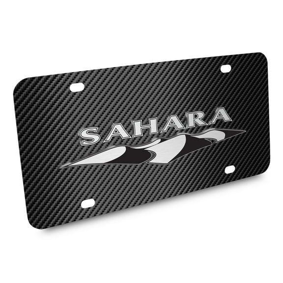 Jeep Sahara 3D Logo on Black Carbon Fiber Patten Stainless Steel License Plate