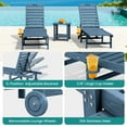 thumbnail image 4 of SERWALL Outdoor Chaise Lounge Set of 2, Adjustable Patio Chaise Lounge, HDPE Lounge Chair with Rolling Wheels & Cup Holder for Poolside, Blue, 4 of 8