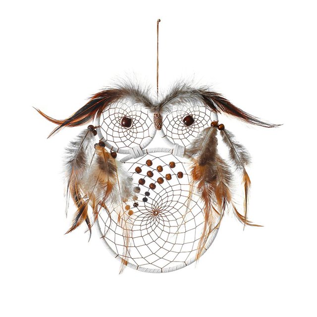 Colgante En Forma De Búho, Adorno De Búho De Plumas Hecho A Mano, Decoración De Pared De Búho De Plumas Colgantes Para Sala De Estar, Dormitorio, Ventana, Cafetería Methold HA018166-00