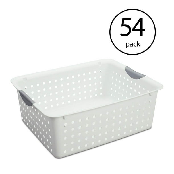 Sterilite Large Plastic Bin Organizer Storage Basket w/ Handles, White