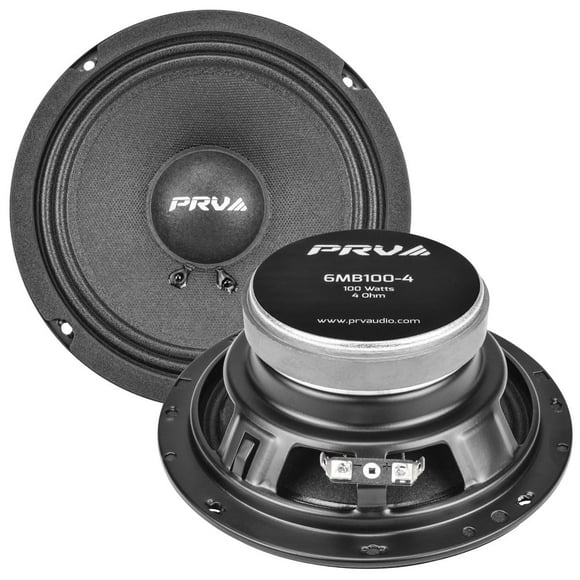 PRV AUDIO Haut-Parleurs de Voiture 6.5 Pouces 200 Watts 4 Ohms, 6MB100-4 Remplacement d'Usine Haut-Parleurs de Porte de Voiture (Paire) Profil Peu Profond