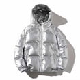 thumbnail image 4 of Men's Hooded Puffer Jacket Full Zip Quilted Puffer Winter Coat Warm Outerwear with Multi Pocket,Windproof Comfy Daily Wear,Silver,5XL, 4 of 5