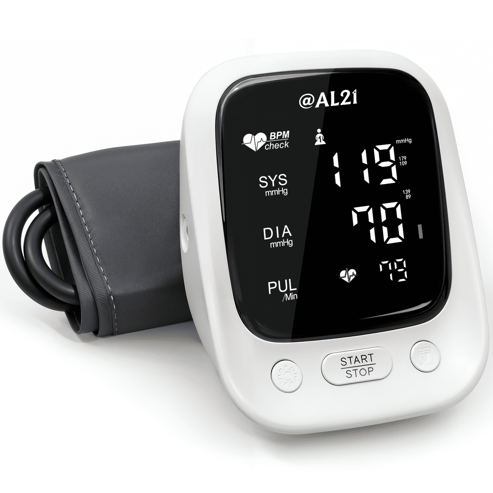 @AL21 Upper Arm Digital Blood Pressure Monitor with LCD Display, Adjustable Cuff, Arm Monitor, Batteries, Carry Bag