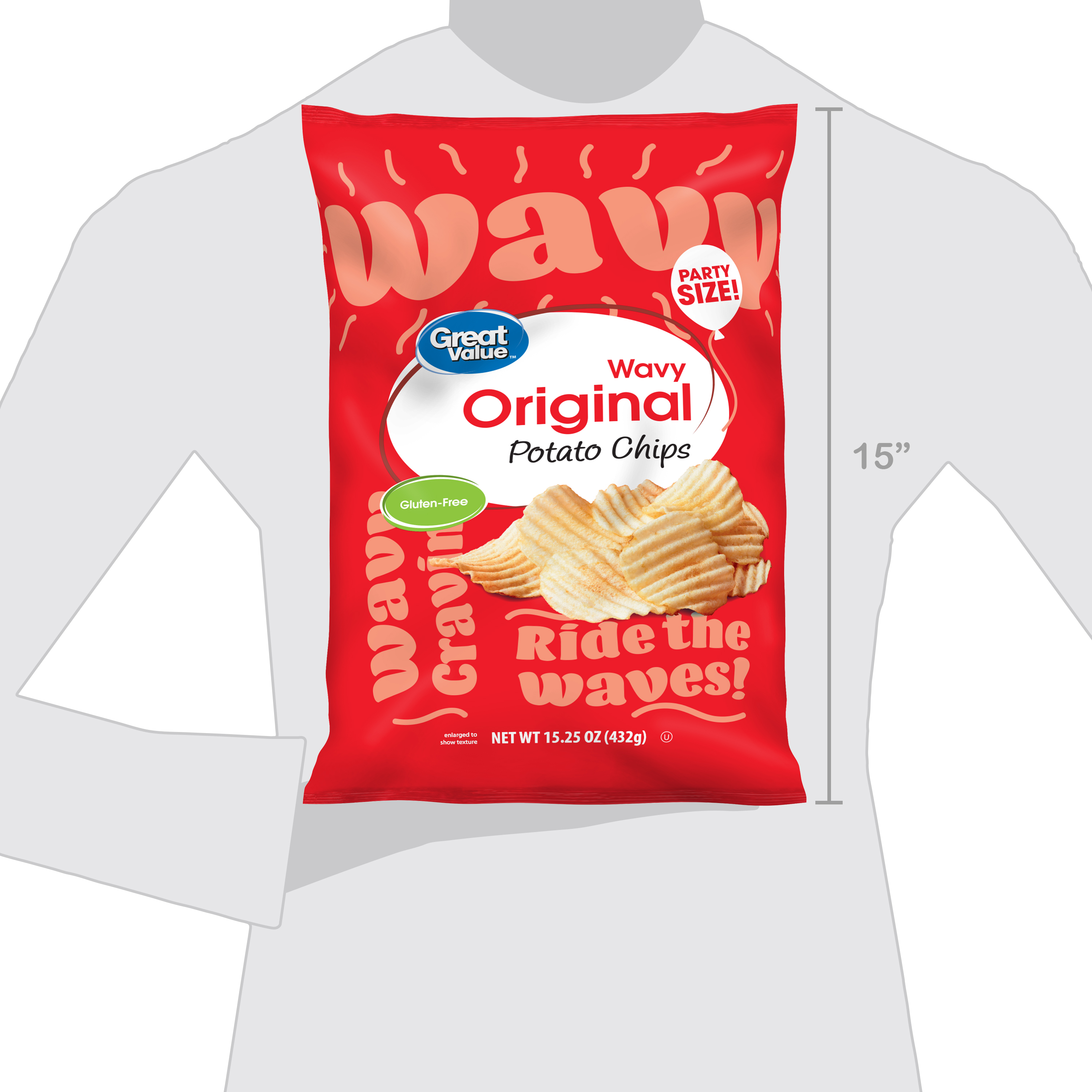 Great Value Original Wavy Potato Chips Party Size, 15.25 oz - image 4 of 8