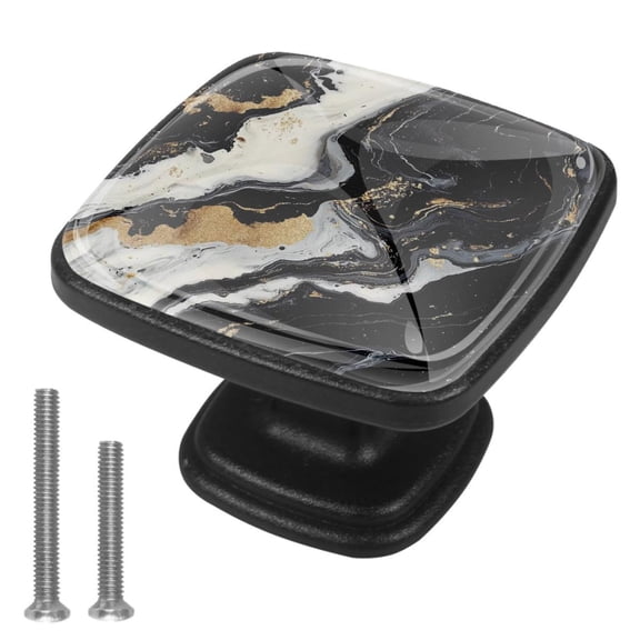 HemaKayy 4 Pack 1.2" Decorative Cabinet Knobs - ABS Glass Dresser Handles - Elegant & Durable Drawer Pulls for Kitchen, Bedroom, & Home Furniture Decor - Unique Marble Texture