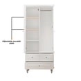 thumbnail image 6 of WIAWG 2-Door Wardrobe Armoire Closet with 3 Drawers and Hanging Rod plus Mirror, White, 6 of 8