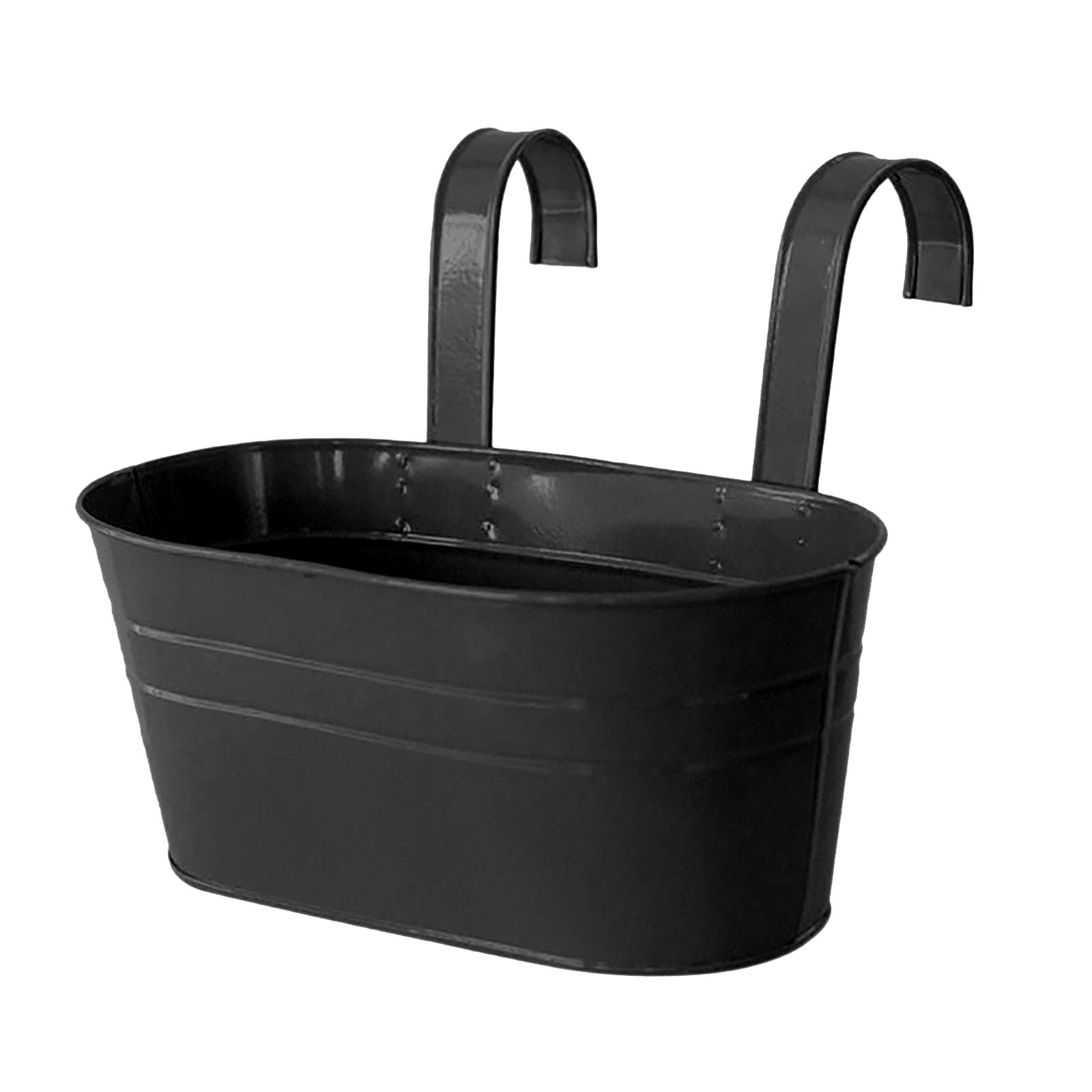 Home Oval Metal Plant Flower Pot Fence Balcony Garden Hanging Planter