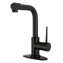 Kingston Brass LS2410NYL New York Single-Handle 1-Hole Deck Mount Pull-Out Sprayer Bar Faucet in Matte Black