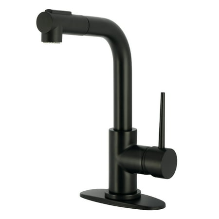 Kingston Brass LS2410NYL New York Single-Handle 1-Hole Deck Mount Pull-Out Sprayer Bar Faucet in Matte Black