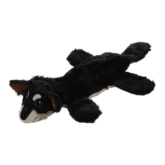 Gallickan Plushies Dog Chew Toy, Sturdy Dog Toys for Aggressive Chewers Small Medium Large Breed, No Stuffing Plush Dog Chew Toys for Teething, Puppy Toys, Black, 15 Inch