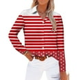 thumbnail image 2 of Elvqul Shirts for Women Plus Size Collared Button up Womens Tops Comfy Long Sleeve Striped Red Shirt, 2 of 4