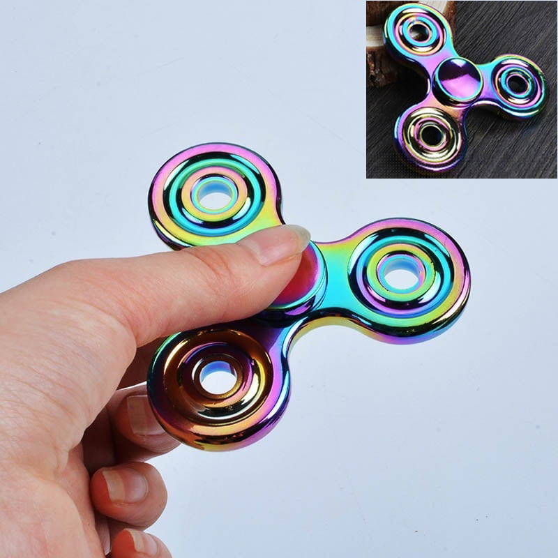 Rainbow Circular Fidget Tri Spinner Hand Spinner EDC Gyro Anxiety Toy ADHD USA 