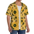 thumbnail image 4 of Xecao offers the Bees and Sunflowers for Men's Casual Short-sleeved Shirt, a button-up collared shirt with a pocket, perfect for beach vacations and yacht travel in the XX-Large size., 4 of 7