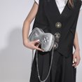 thumbnail image 2 of Bolso bandolera para mujer Bolso bandolera de cuero PU con cadena Bolso bandolera de moda (Plata) Likrtyny Para Estrenar, 2 of 6