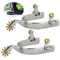 1Pair Stainless Steel Horse Spurs for Men, Western Cowboy Spurs with Copper Rowel, Horse Boot Spurs, Men's Roping Spurs with Gear, Horse Riding Accessories