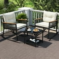 thumbnail image 4 of Gymax 3 PCS Patio Rocking Bistro Set Outside Wicker Rockers w/ 2-Tier Tempered Glass Coffee Table, 4 of 10