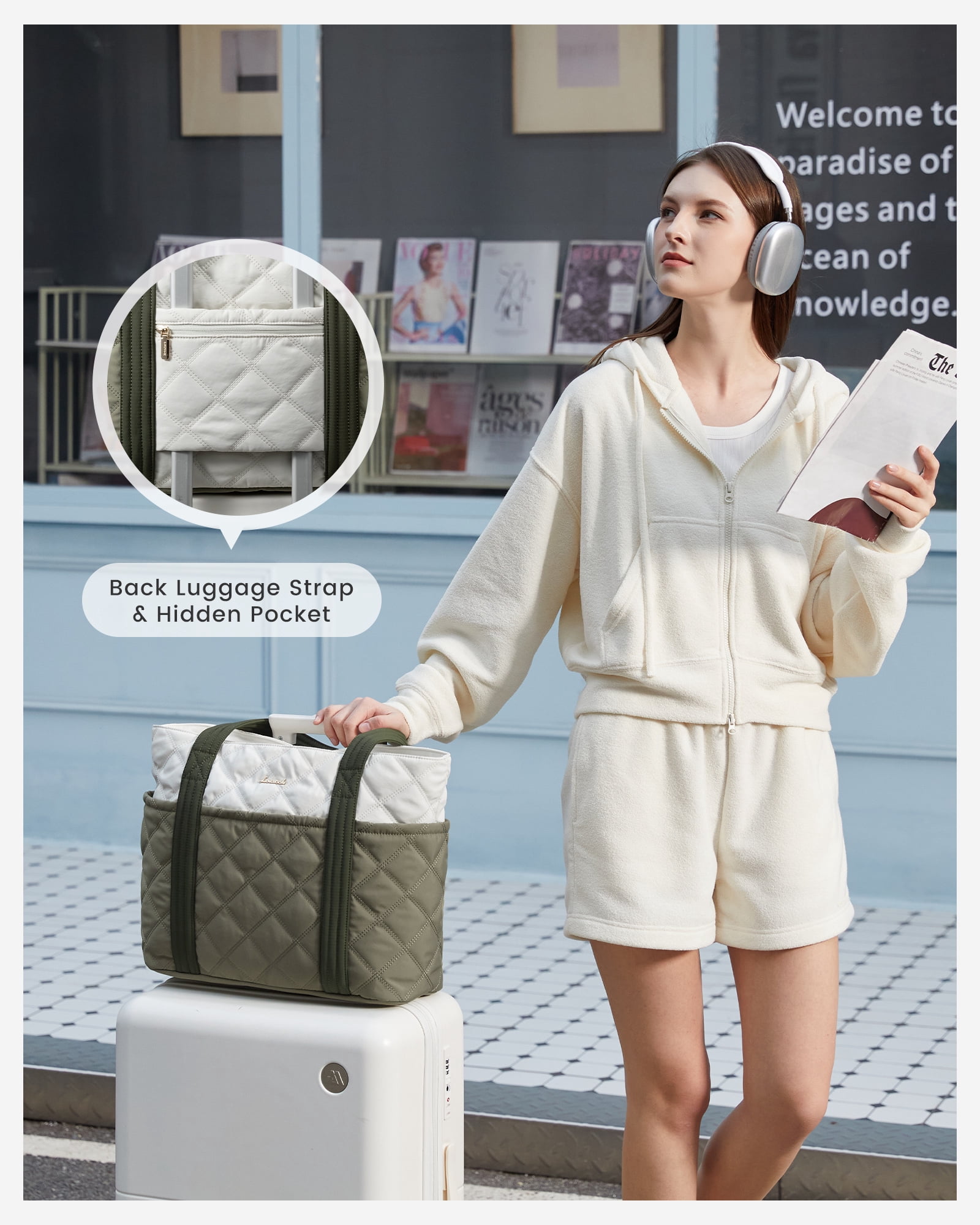 LOVEVOOK Puffer Laptop Tote Bag, Large Work Travel Laptop Bag for for Women, 15.6 Inch Large Computer Briefcase for Teacher Nurse Casual Shoulder Bag, Lightweight Soft Handbags