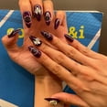 thumbnail image 7 of FCOGIN Medium Almond Acrylic False Nail, Press on Nail, Brown, Flower, Beads, 24 Pieces, 7 of 7
