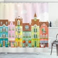 thumbnail image 1 of Ambesonne Vintage Shower Curtain, Retro Houses Digital, 69"Wx84"L, Multicolor, 1 of 2