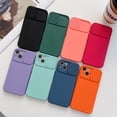 thumbnail image 2 of Slim Fit Case for iPhone 14, 2MM Camera Lens Sliding Design Sleek Candy Colors Protective Cover with Military Grade Soft Lining Silicone Skin-Friendly Shockproof Anti-Scratches Case,Black, 2 of 8