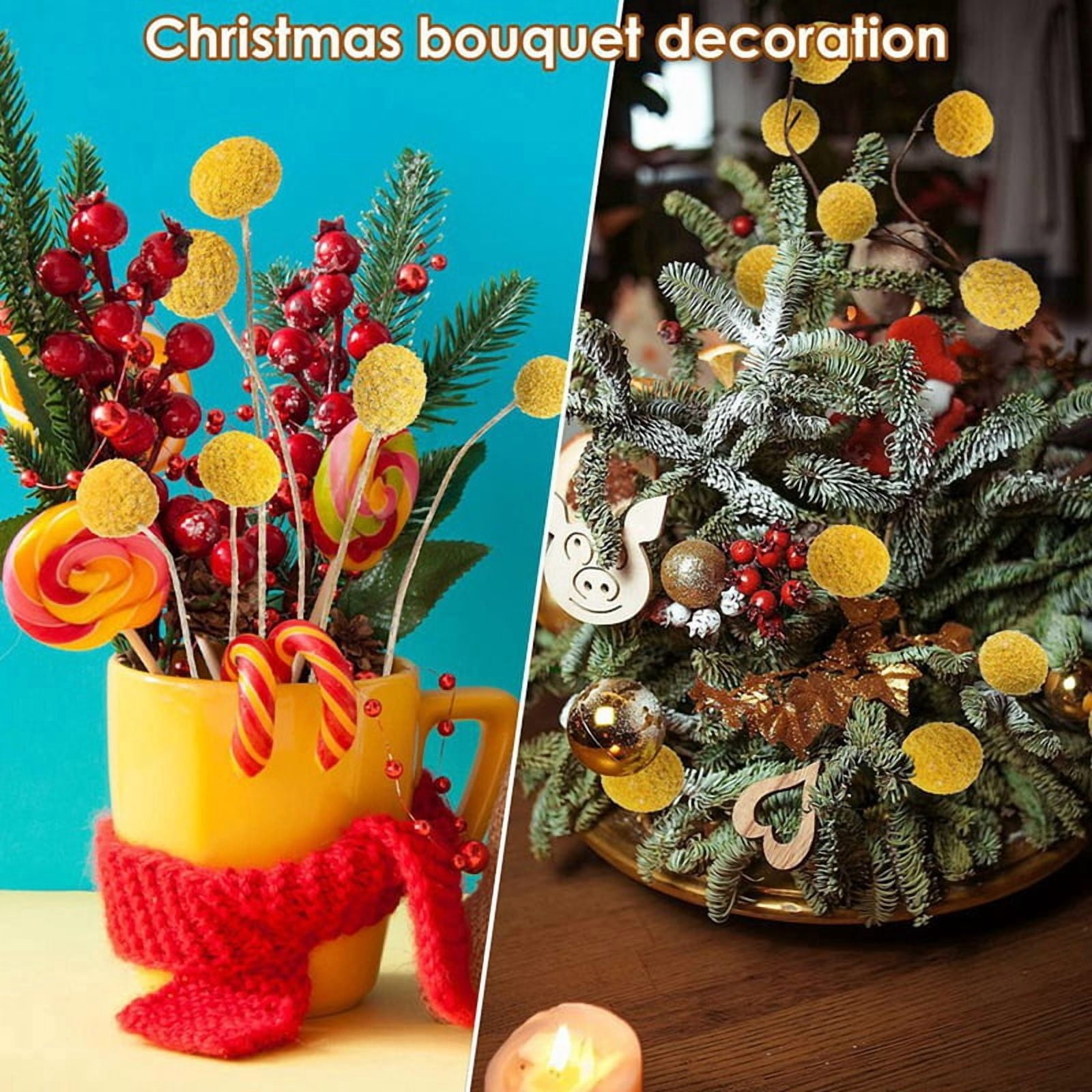 144 Pcs Dried Flowers Dried BillyBalls Dried Craspedia Flowers Button Yellow Dried Flowers Fake Silk Dried Flower