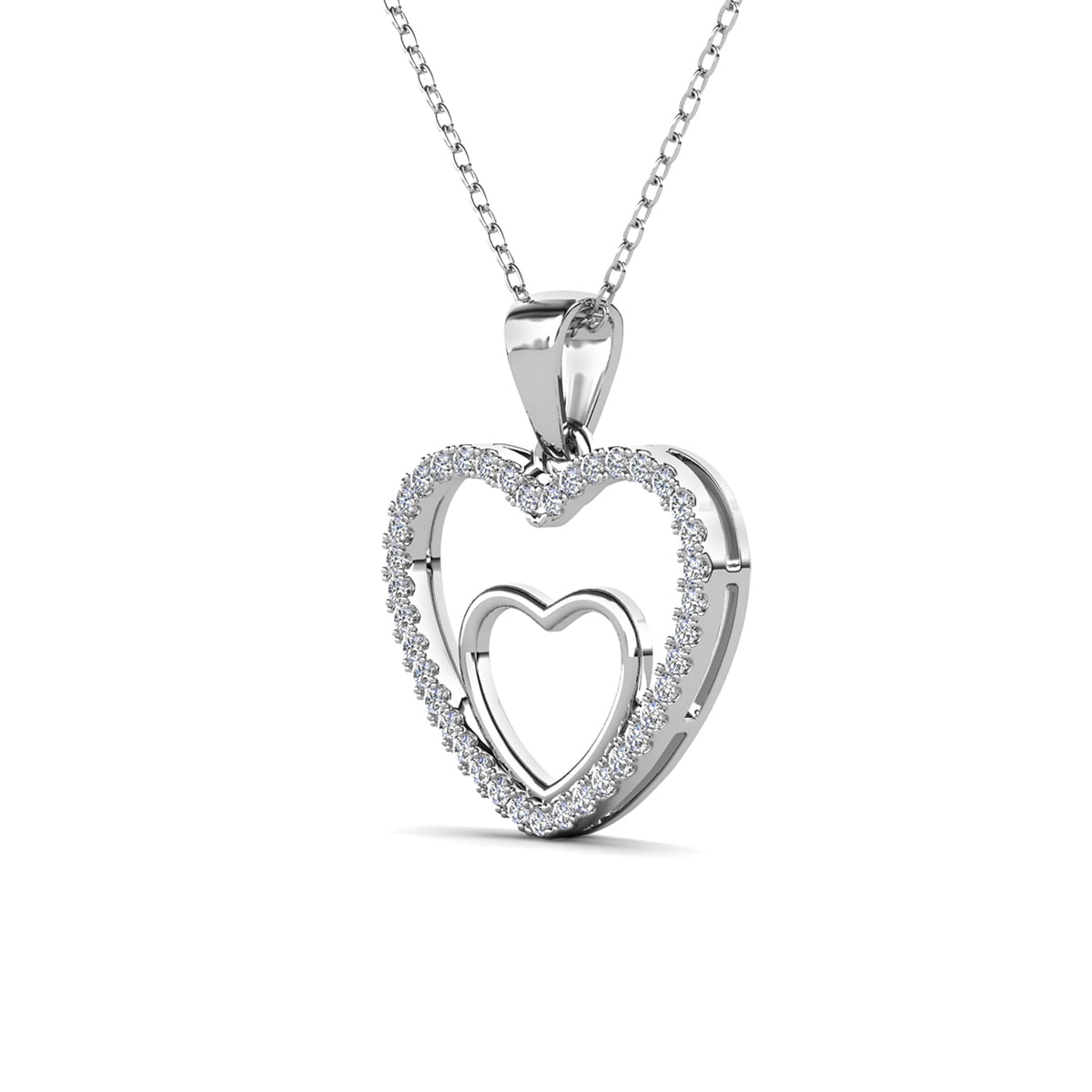 Cate & Chloe Amorette 18k White Gold Plated Pendant Necklace with Simulated Diamonds Gift for Women