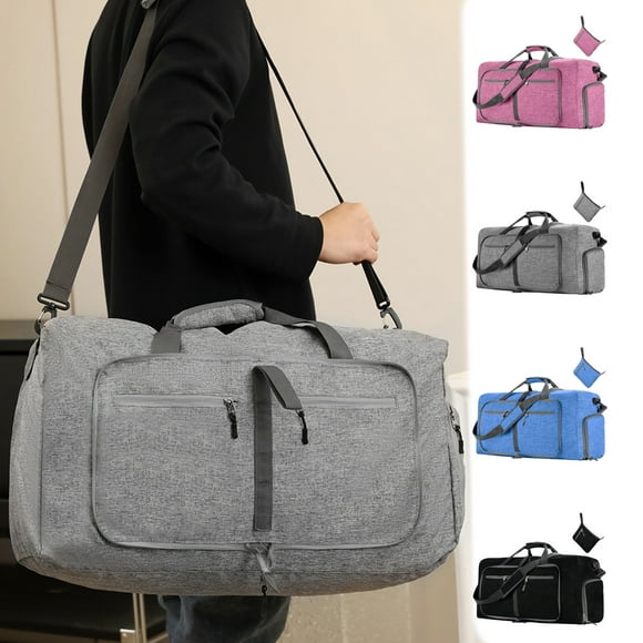 Bolsa de equipaje de viaje plegable para hombre y mujer | Bolsa de lona grande de 65 litros con compartimento para zapatos y múltiples bolsillos | Tela Oxford ligera | 24,2 x 10,5 x 13,4 pulgadas